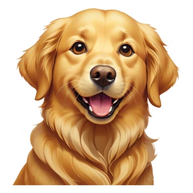 Cinematic Comical Golden Retriever Portrait Emoji, Head tilted dramatically with an exaggeratedly shocked or amused expression, featuring a vibrant golden coat with a lively sheen, wide, expressive brown eyes filled with playful disbelief, Simplified yet hilariously expressive features, highly detailed, glowing with a slightly sassy glow, high shine, dramatic yet playful, stylized with an air of cheeky attitude, bright and endearing, soft glowing outline, capturing the essence of a spirited and over-the-top companion, so meme-worthy it feels like it could side-eye its way into internet fame instantly! sticker