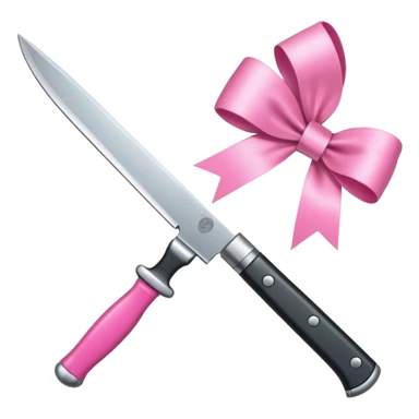 a knife with a pink ribbon bow sticker