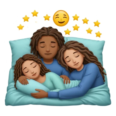 couple sleeping together the male is brown skin with dreads and the female is hispanic with fair skin with long wavy brunette hair sticker