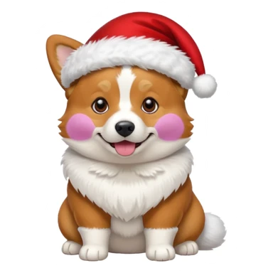 tricolor corgi with santa hat on sticker