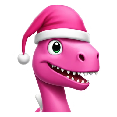 pink dinosaur with santa hat sticker