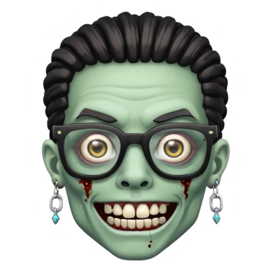 zumbi com grillz de diamante no dente, com nudread preto e óculos quadrado sticker