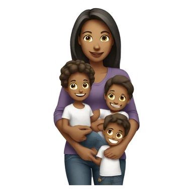 Mom and 5 children white sticker