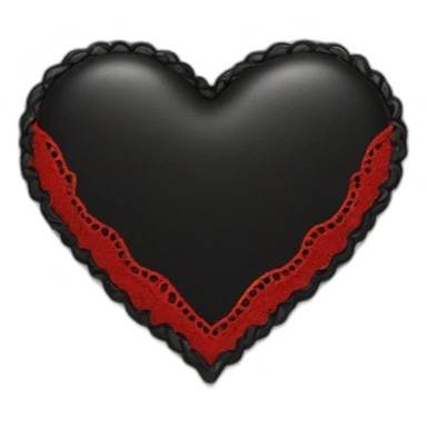 Wide black leather heart with red lace border sticker