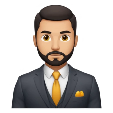 green eyes, dark short hair, muscular shoulders, big lips big nose big eyes, masculine good looking, dark beard wearing a suit . buttons of the shirt open. and olive skin tone  sticker