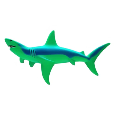 Fluorescent green colored hammerhead shark with blue lightning stripes all over it’s body sticker