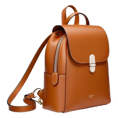 small cognac commuter leather backpack purse, women's, minimal aesthetic, plain, fashionable sticker