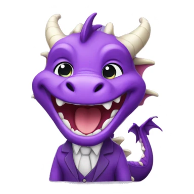 cute purple dragon laughing and wearing business clothes sticker