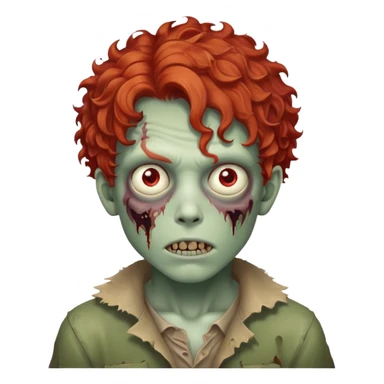 Boy zombie with curly hair red sticker