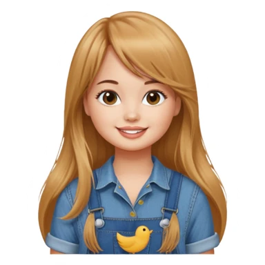 Debby Ryan (long hair with straight bangs) wearing overalls sticker