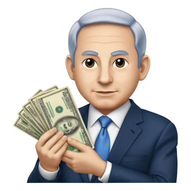 Netanyahu doing a money spread sticker