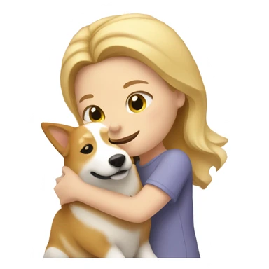 Caucasian female blonde hugging a corgi sticker