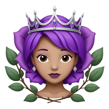 Purple rose with silver tiara and a purple emblem leaf wreath sticker