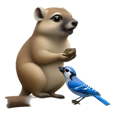 Fat hyrax kissing a blue jay  sticker
