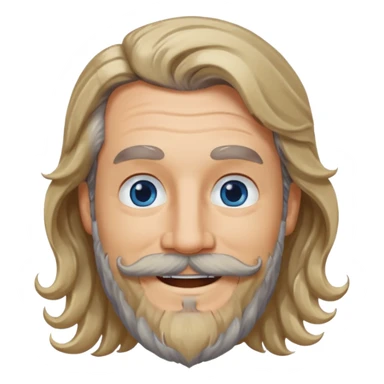 MID AGE MAN WITH LONG BLOND, GREY & bROWN WAVY HAIR; AND BROWN & GREY MOUSTACH AND BEARD, SMILE sticker