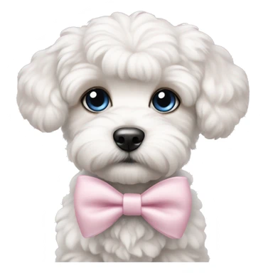 schichon puppy with pale pink bow blue eyes  sticker