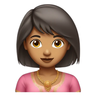 A cute Indian girl with a pink blouse and bangs sticker