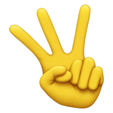 yellow faced emoji with lip bite holidng up two yellow hands showing the backside of the hand holding the peace sign sticker