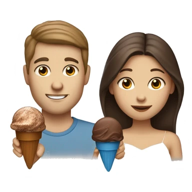 Brown hair white guy with blue eyes with Filipina girl eating chocolate covered ice cream bars sticker