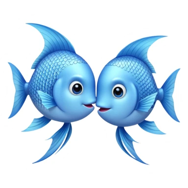 two cuty pale blue fishes kissing sticker