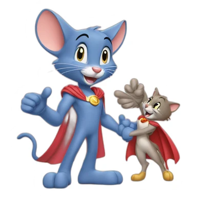 Tom and Jerry giving handshake to super women sticker