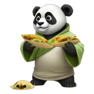 Panda et Yoda qui mange des tacos sticker