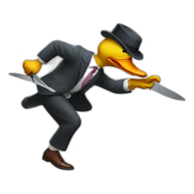 Duck with a knife running after a wall street banker sticker