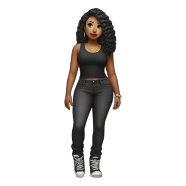 Curvy hip hop girl full length sticker