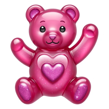 transparent pink gummy bear heart glitters pink sticker