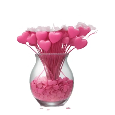 10000000 huge pink hearts on stems in a clear glass vase sticker
