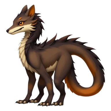 Brown and beige badass elegant wild beautiful natural cute badass epic exotic anthro modern furry 2-legged sergal-vernid-creature, full body, dark-brown-black-gradient pretty hair, with a long tufted tail, beautiful hazel-orange eyes, aesthetic, art by LiLaiRa, art by art by Falvie sticker