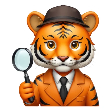 Tiger detective with magnifying glass sticker