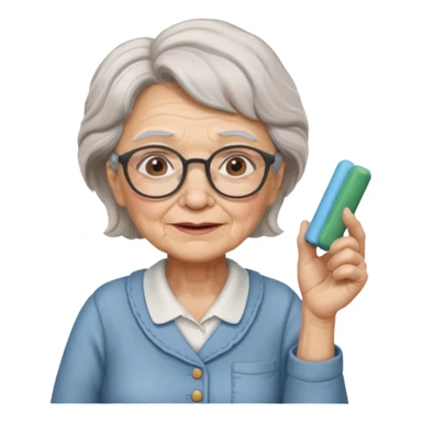 woman teacher, old, wearing glasses, hold chalk on hand sticker