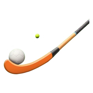 A field hockey stick and ball on a vibrant green grass field, with goalposts and clear field markings in the background. The scene emphasizes the bright, lush grass, highlighting the fast-paced and strategic nature of hockey on a well-maintained pitch. sticker