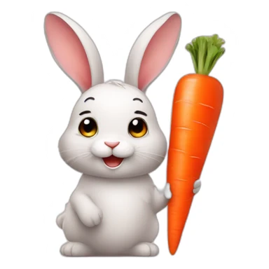 Cute rabbit with a carrot sticker