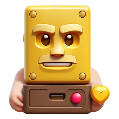 Clash of Clans aesthetic: Cinematic Playful Game Boy Portrait Emoji, rendered in a 3D vector-style similar to standard emojis with minimal shading and bold, simplified shapes. A compact, distinct form with signature details, softly glowing with a nostalgic gaming charm. Simplified yet unmistakably iconic, highly detailed and consistent, glowing with a soft radiance and high shine. Stylized with a touch of retro gaming magic and a soft glowing outline, capturing the essence of a beloved gaming relic with a friendly, playful manner! sticker