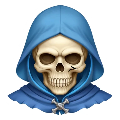 pirate skull wearing blue hood and cloak and mask sticker
