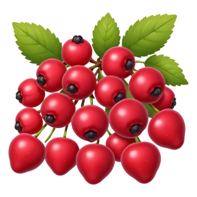 fruits rouges, mixed red berries, glossy and fresh, small cluster, 3D clean style, transparent background, optimized for emoji size sticker