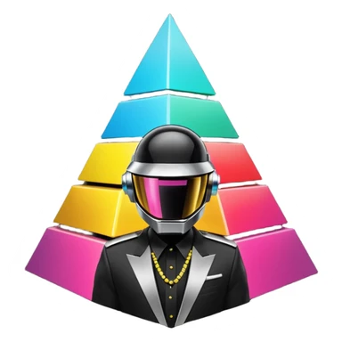Scène Alive des daft punk en forme de pyramide illuminée et colorée. sticker