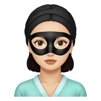 Lady with face mask black spa beauty full face relaxing hot sticker