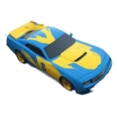 blue amd yellow thunder storms representing mcqueen and sally sticker