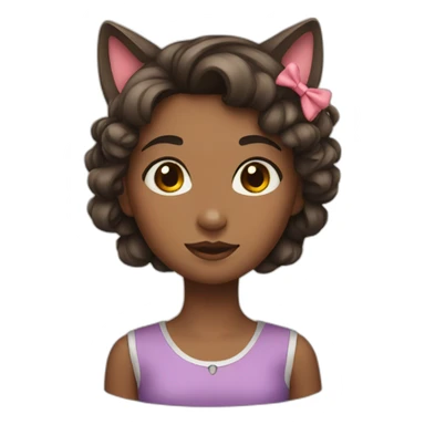 a girl with a bow in her hair and a cat sticker