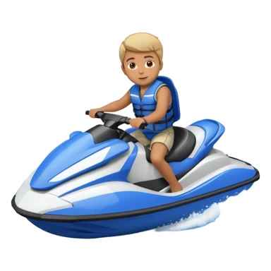 A boy riding a jet ski with wheels sticker