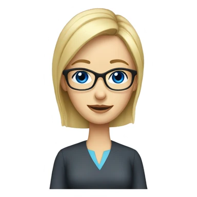 female Teacher with glasses blonde male haircut blue eyes blouse sticker