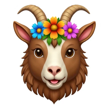 Keçi kafası agzında çicek sticker