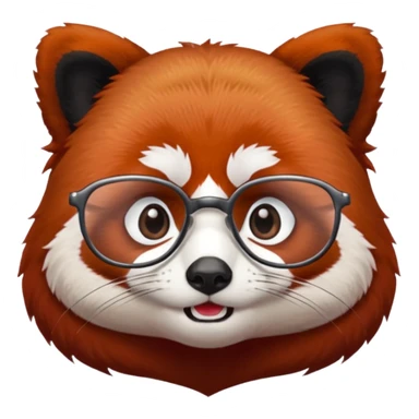 A red panda with serious eyes and a furrowed brow, and glasses. sticker