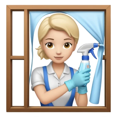 window cleaning with spray bottle and cloth sticker