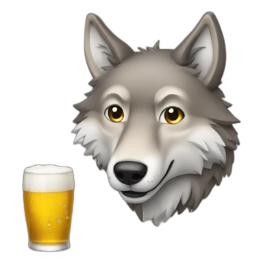 un loup avec une bierre sticker