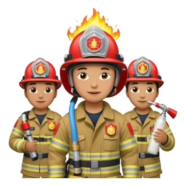 A firefighter extinguishing a party sticker