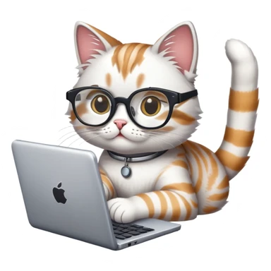 cat with glasses and a computer in its paws sticker